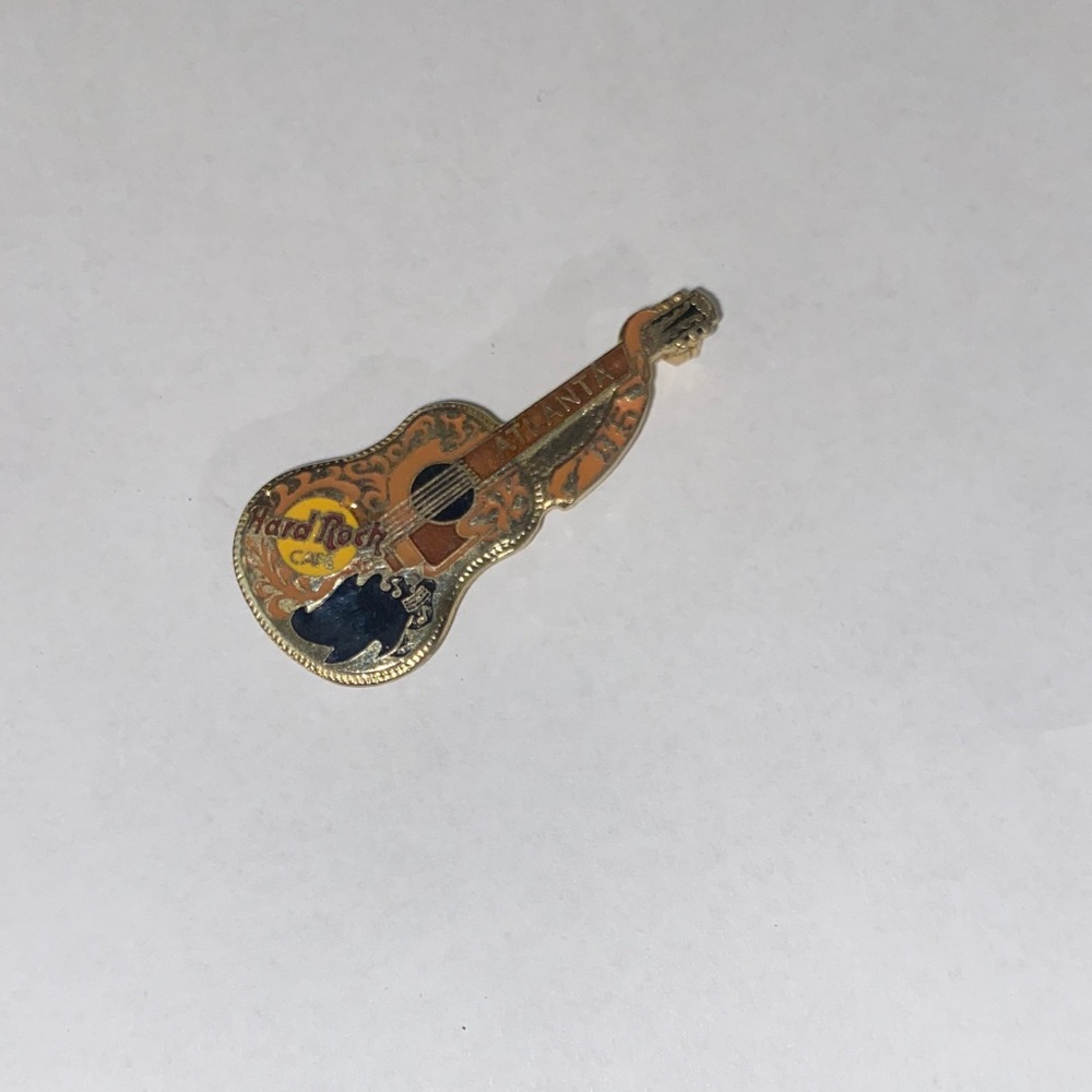Hard Rock Cafe “Atlanta” Orange and Black Guitar Pin
